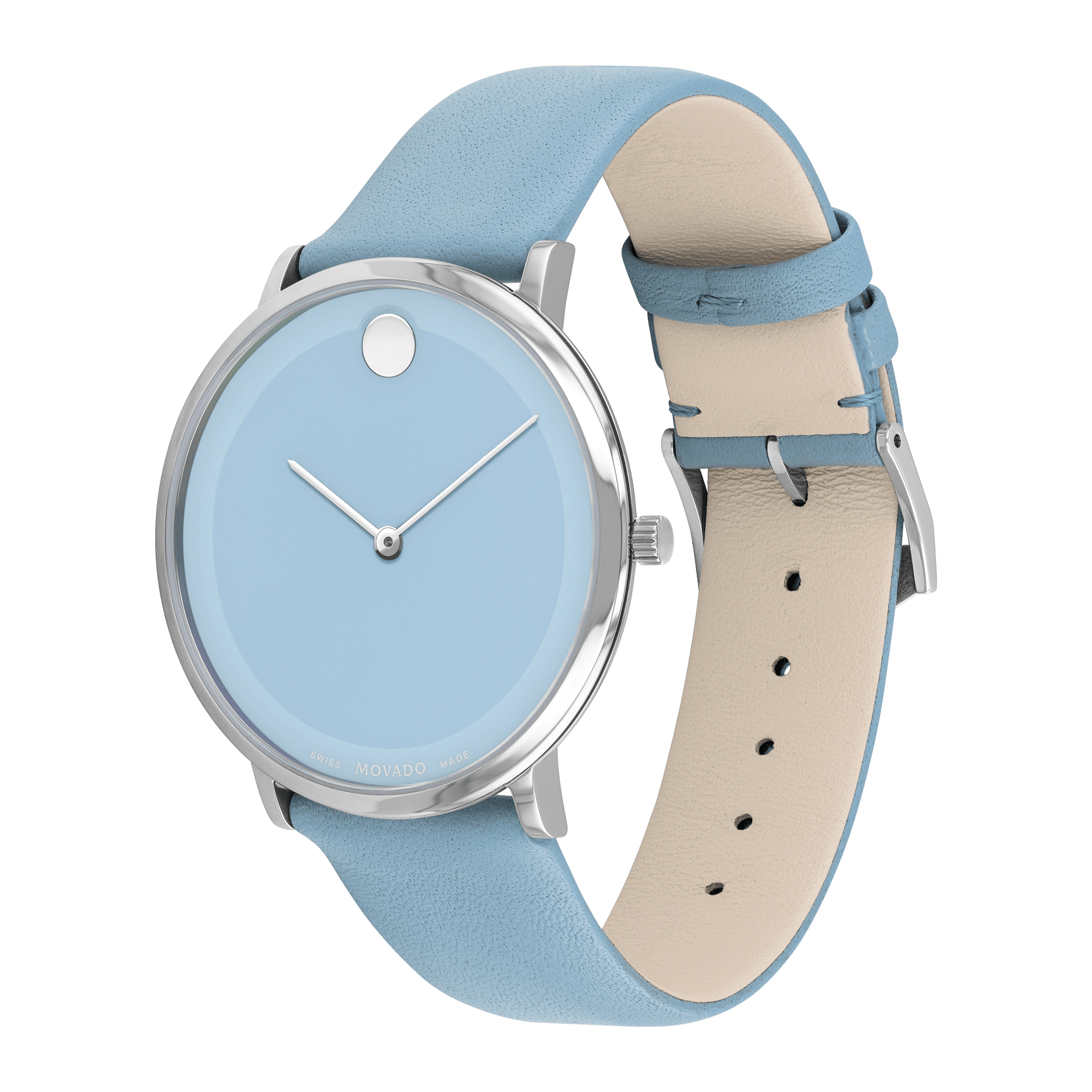 Movado Modern 47 0607507 Light Blue Leather