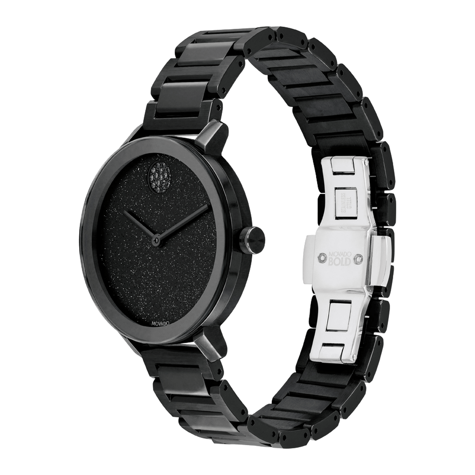 Movado Bold Black Steel Crystal Women's Watch 3600576